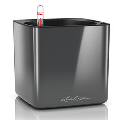Кашпо с автополивом Lechuza cube glossy 16x16 уголь (13521)