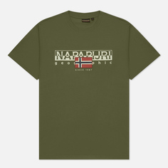 Мужская футболка Napapijri Aylmer Regular Fit, цвет зелёный, размер XL