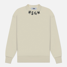 Мужская толстовка MSGM Collar Brush Stroke Logo, цвет бежевый, размер S