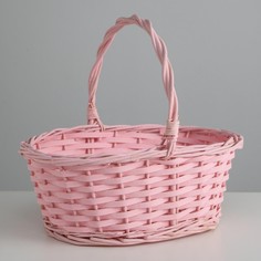 Корзина плетеная, ива, 30х21х12х25 см, розовый No Brand