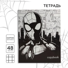 Тетрадь 48 листов в клетку, картонная обложка Marvel