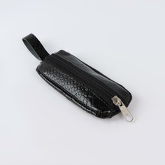 Ключница на молнии, длина 10,5 см, кольцо, цвет черный No Brand
