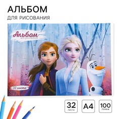 Альбом для рисования а4, 32 листа 100 г/м², на скрепке, холодное сердце Disney