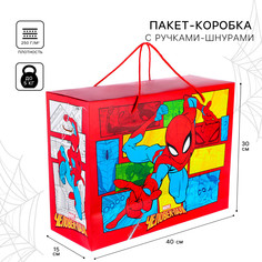 Пакет-коробка, 40 х 30 х 15 см, человек-паук Marvel