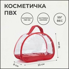 Косметичка 23х16, красный, бесцветный