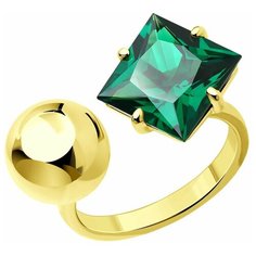 Кольцо Diamant, серебро, 925 проба, золочение, ситалл, размер 18