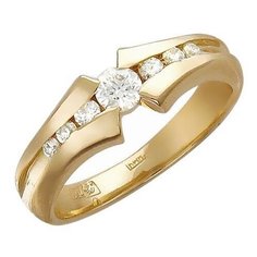 Кольцо помолвочное Эстет, красное золото, 585 проба, фианит, размер 17, золотой