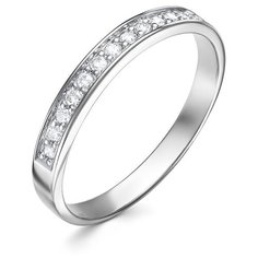 Кольцо Vesna jewelry, белое золото, 585 проба, родирование, бриллиант, размер 15, бесцветный