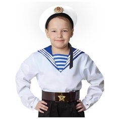 Морская рубашка «Фланка», детская, р. 36, рост 140 см, цвет белый Страна Карнавалия