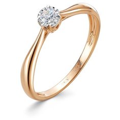 Кольцо помолвочное Vesna jewelry, комбинированное золото, 585 проба, родирование, бриллиант, размер 17, бесцветный