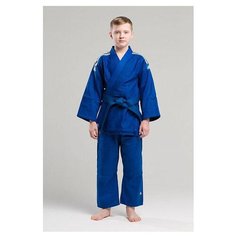 Кимоно для дзюдо adidas, размер 116, синий, белый