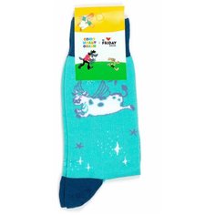 Носки St. Friday Носки с рисунками St.Friday Socks x Союзмультфильм, размер 42-46, бирюзовый, голубой, белый