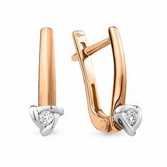 Серьги Яхонт, золото, 585 проба, бриллиант, бесцветный