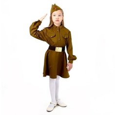 Карнавальный костюм военного: платье с коротким рукавом, пилотка, р. 42, рост 158-164 см Страна Карнавалия