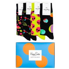 Носки Happy Socks, 4 пары, размер 36-40, зеленый, красный, черный