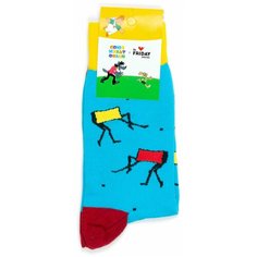 Носки St. Friday Носки с рисунками St.Friday Socks x Союзмультфильм, размер 42-46, голубой, желтый, красный