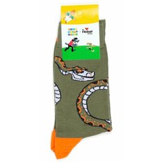 Носки St. Friday Носки с рисунками St.Friday Socks x Союзмультфильм, размер 38-41, хаки, зеленый, оранжевый