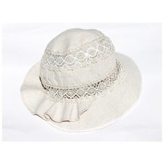 Шляпа с воланом на боку, размер 58 - 59, бежевый