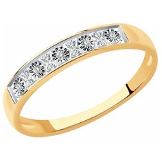 Кольцо Diamant, комбинированное золото, 585 проба, бриллиант, размер 17.5