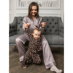 Пижама NICOLE HOME, размер 80-86, черный, коричневый