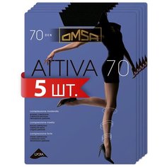 Колготки Omsa Attiva, 70 den, 5 шт., размер 4/L, черный