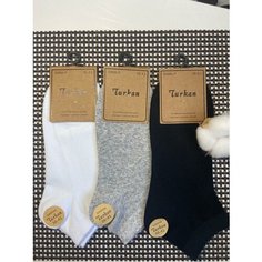 Носки Turkan, 3 пары, размер 36-41, черный, белый, серый