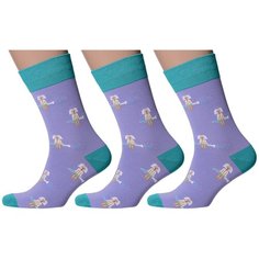 Носки MoscowSocksClub, 3 пары, размер 25 (38-40), фиолетовый