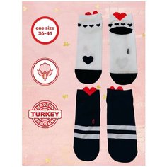 Носки Turkan, 2 пары, размер универсальный, белый, черный