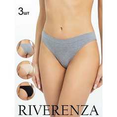 Трусы Riverenza, 3 шт., размер 48;50, черный, бежевый, серый