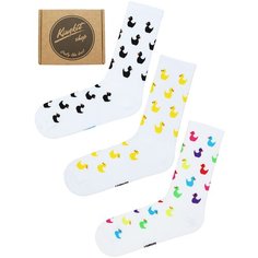 Носки Kingkit, 3 пары, размер 36-41, мультиколор, белый