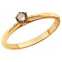 Кольцо Diamant, серебро, 925 проба, золочение, фианит, размер 18