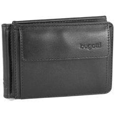 Зажим для купюр Bugatti, фактура гладкая, черный