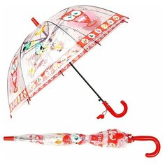 Зонт-трость Рыжий кот, бесцветный, красный