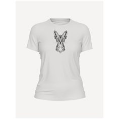 Футболка PRINTHAN Футболка женская PRINTHAN Котик, приталенная, белая, размер 3XS (40), белый