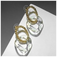 Серьги пусеты Queen Fair, акрил, бесцветный, белый