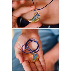 Колье charms_smola, эпоксидная смола, длина 45 см, бесцветный, голубой Charm`S