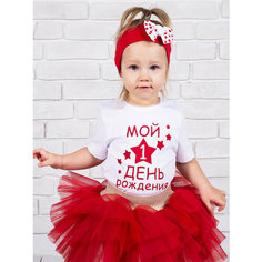 Футболка Валерия Мура, размер 80-86, белый, красный