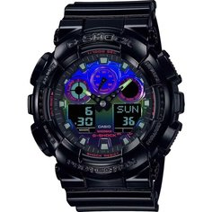 Наручные часы CASIO GA-100RGB-1A, голубой, черный