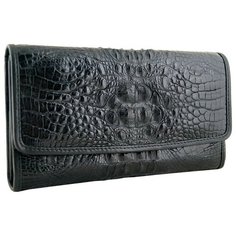 Кошелек Exotic Leather, фактура под рептилию, черный