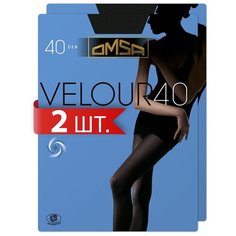 Колготки Omsa Velour, 40 den, 2 шт., размер 4/L, черный