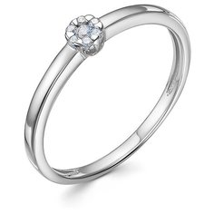 Кольцо Vesna jewelry, белое золото, 585 проба, родирование, бриллиант, размер 17.5, бесцветный