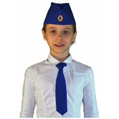 Пилотка синяя с кокардой и галстук синий КВ-М-0223 819 Карнавалия.рф