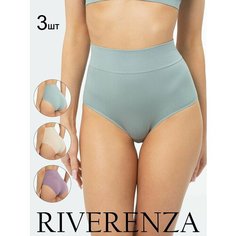 Трусы Riverenza, 3 шт., размер 48;50, фиолетовый, бежевый, зеленый