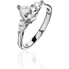 Кольцо Эстет, белое золото, 585 проба, родирование, фианит, размер 17