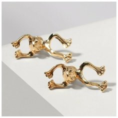 Серьги пусеты Queen Fair, серебряный, золотой