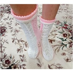 Носки , размер 37-41, белый, розовый