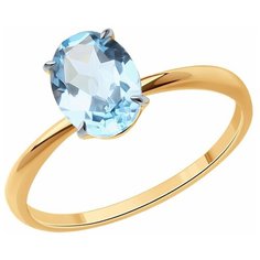 Кольцо Diamant, красное золото, 585 проба, топаз, размер 18