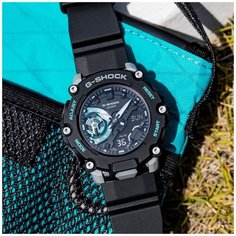 Наручные часы CASIO G-Shock GA-2200M-1A, черный, бирюзовый