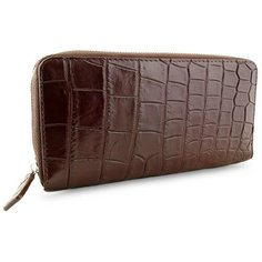 Портмоне Exotic Leather, фактура под рептилию, коричневый