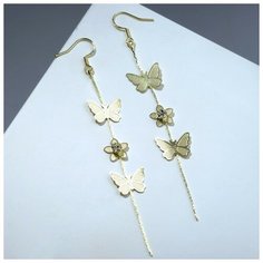 Серьги с подвесками Queen Fair, размер/диаметр 10 мм, золотой, белый